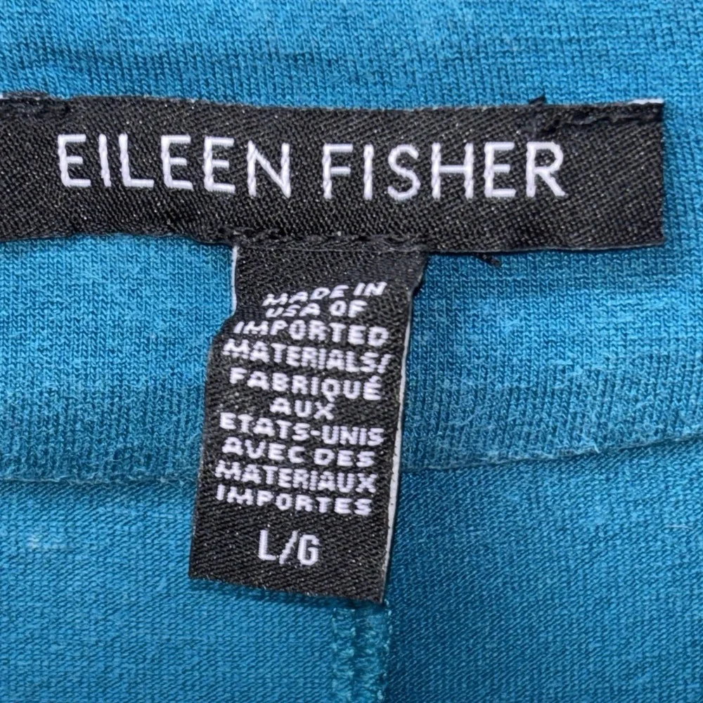Eileen Fisher Teal Long Sleeved Women's Tunic Shirt Size Large V-Neck Stretchy - Picture 2 of 5